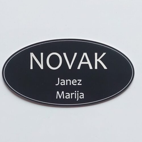 Napis za vhodna vrata oval črno_bel