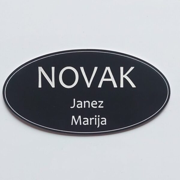 Napis za vhodna vrata oval črno_bel